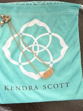Kendra Scott Rose Gold Elaina Adjustable Bracelet with Gold Druzy Stone